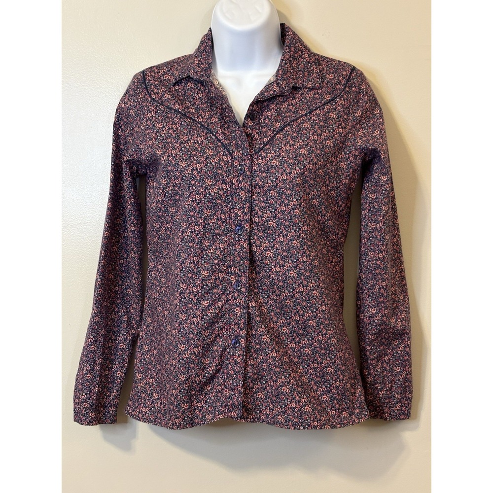 Vintage JCPenney Ditsy Floral Western Button Up 100%Cotton Women's Shirt Size 7